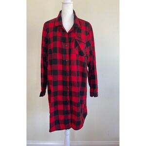 Wondershop Target Womens XXL Red Black Buffalo Plaid Cotton Nightshirt Sleepwear